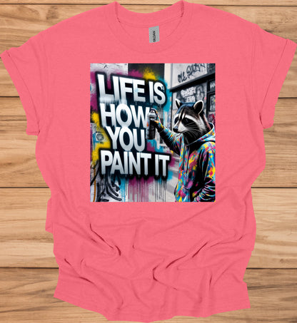 Urban Canvas: Raccoon Street Artist, Colorful Graffiti Mural, Inspirational Street Art - Graphic Tee Shirt