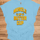 Muscle Up Buttercup: Retro Fitness Motivation, Grungy Gym Typography, Bold Yellow on Black Design - Graphic Tee Shirt
