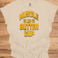 Muscle Up Buttercup: Retro Fitness Motivation, Grungy Gym Typography, Bold Yellow on Black Design - Graphic Tee Shirt