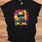 Cool Canine Companion: Stylized Dog with Sunglasses, Vibrant Pop Art Background, Playful Pet Portrait - Graphic Tee Shirt