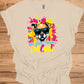 Cool Canine Companion: Stylized Dog with Sunglasses, Vibrant Pop Art Background, Playful Pet Portrait - Graphic Tee Shirt
