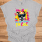 Cool Canine Companion: Stylized Dog with Sunglasses, Vibrant Pop Art Background, Playful Pet Portrait - Graphic Tee Shirt