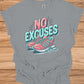 No Excuses Fitness Motivation: 3D Typography Artwork, Vibrant Sneaker Illustration, Modern Exercise Inspiration - Graphic Tee Shirt
