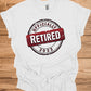 Officially Retired 2022: Vintage Retirement Stamp, Bold Red and Black Design, Distressed Circular Graphic - Graphic Tee Shirt