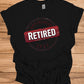 Officially Retired 2022: Vintage Retirement Stamp, Bold Red and Black Design, Distressed Circular Graphic - Graphic Tee Shirt