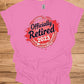 Officially Retired 2023: Vibrant Red Circular Design, Bold Black Script Text, Distressed Retirement Artwork - Graphic Tee Shirt