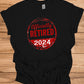 Officially Retired 2024: Bold Circular Announcement, Grunge Stamp Design, Retirement Celebration Graphic - Graphic Tee Shirt