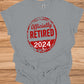 Officially Retired 2024: Bold Circular Announcement, Grunge Stamp Design, Retirement Celebration Graphic - Graphic Tee Shirt