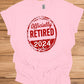 Officially Retired 2024: Bold Circular Announcement, Grunge Stamp Design, Retirement Celebration Graphic - Graphic Tee Shirt
