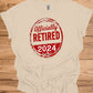 Officially Retired 2024: Bold Circular Announcement, Grunge Stamp Design, Retirement Celebration Graphic - Graphic Tee Shirt