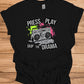 Press Play on Positivity: Retro Boombox Art, Grunge Street Style, 80s Music Nostalgia - Graphic Tee Shirt