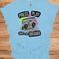 Press Play on Positivity: Retro Boombox Art, Grunge Street Style, 80s Music Nostalgia - Graphic Tee Shirt