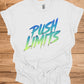 Push Limits: Vibrant Graffiti Logo, Gradient Ombre Design, Urban Motivational Branding - Graphic Tee Shirt