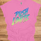 Push Limits: Vibrant Graffiti Logo, Gradient Ombre Design, Urban Motivational Branding - Graphic Tee Shirt