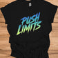 Push Limits: Vibrant Graffiti Logo, Gradient Ombre Design, Urban Motivational Branding - Graphic Tee Shirt