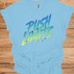 Push Limits: Vibrant Graffiti Logo, Gradient Ombre Design, Urban Motivational Branding - Graphic Tee Shirt