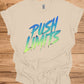 Push Limits: Vibrant Graffiti Logo, Gradient Ombre Design, Urban Motivational Branding - Graphic Tee Shirt