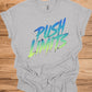 Push Limits: Vibrant Graffiti Logo, Gradient Ombre Design, Urban Motivational Branding - Graphic Tee Shirt