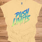 Push Limits: Vibrant Graffiti Logo, Gradient Ombre Design, Urban Motivational Branding - Graphic Tee Shirt