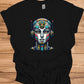 Cyber Sentinel: Futuristic Robot Face, Geometric Tribal Fusion, Digital Sci-Fi Illustration - Graphic Tee Shirt