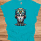 Cyber Sentinel: Futuristic Robot Face, Geometric Tribal Fusion, Digital Sci-Fi Illustration - Graphic Tee Shirt