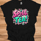 Spill the Tea!: Vibrant Graffiti Style Typography, Pink and Teal 3D Text Art, Modern Slang Phrase Graphic Design - Graphic Tee Shirt
