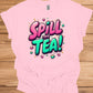 Spill the Tea!: Vibrant Graffiti Style Typography, Pink and Teal 3D Text Art, Modern Slang Phrase Graphic Design - Graphic Tee Shirt
