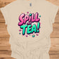 Spill the Tea!: Vibrant Graffiti Style Typography, Pink and Teal 3D Text Art, Modern Slang Phrase Graphic Design - Graphic Tee Shirt