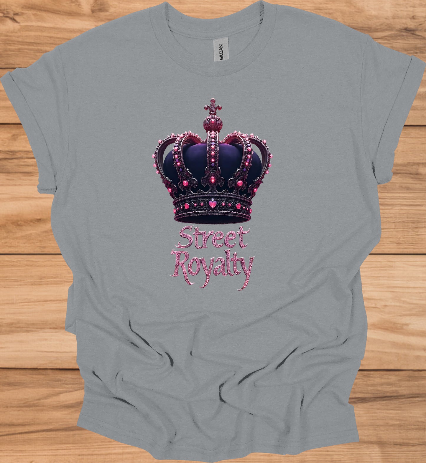 Street Royalty: Purple Crown Illustration, Urban Fashion Branding, Regal Gemstone Artwork - Graphic Tee Shirt