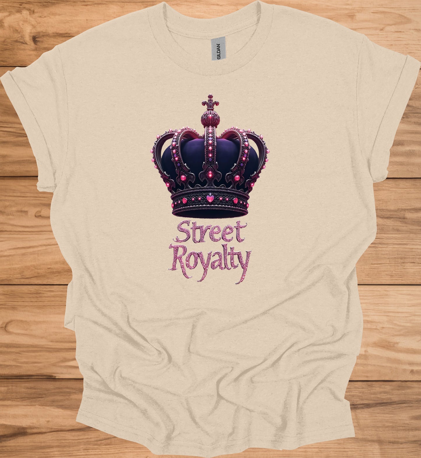 Street Royalty: Purple Crown Illustration, Urban Fashion Branding, Regal Gemstone Artwork - Graphic Tee Shirt