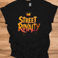Street Royalty: Urban 3D Logo Design, Golden Crown Emblem, Gritty Textured Typography - Graphic Tee Shirt