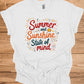 Summer Sunshine State of Mind: Vibrant Typography Art, Whimsical Hand-Drawn Illustrations, Colorful Summer-Themed Design - Graphic Tee Shirt