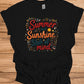 Summer Sunshine State of Mind: Vibrant Typography Art, Whimsical Hand-Drawn Illustrations, Colorful Summer-Themed Design - Graphic Tee Shirt