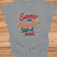 Summer Sunshine State of Mind: Vibrant Typography Art, Whimsical Hand-Drawn Illustrations, Colorful Summer-Themed Design - Graphic Tee Shirt