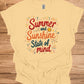 Summer Sunshine State of Mind: Vibrant Typography Art, Whimsical Hand-Drawn Illustrations, Colorful Summer-Themed Design - Graphic Tee Shirt
