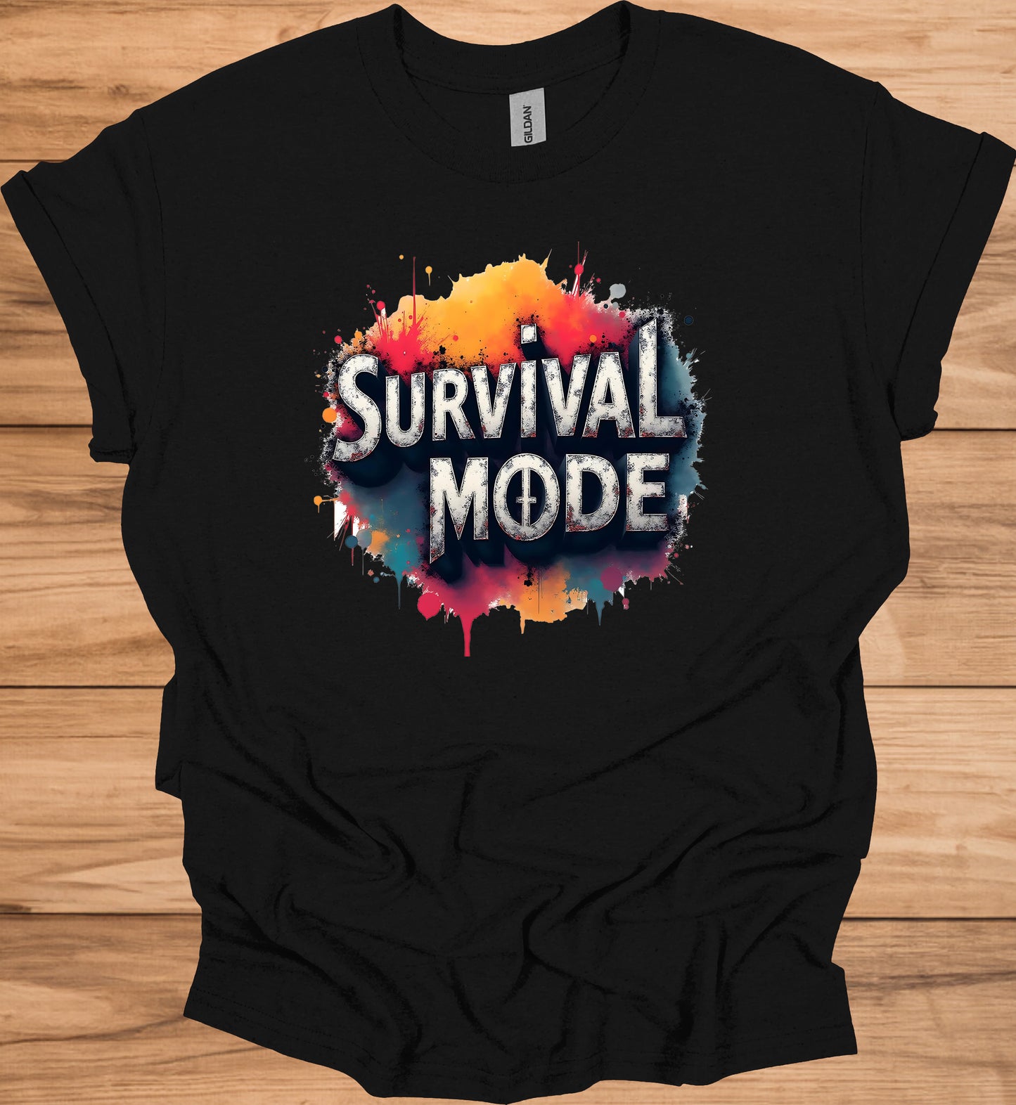 Survival Mode: Explosive Typography, Grunge Textures, Motivational Design - Graphic Tee Shirt