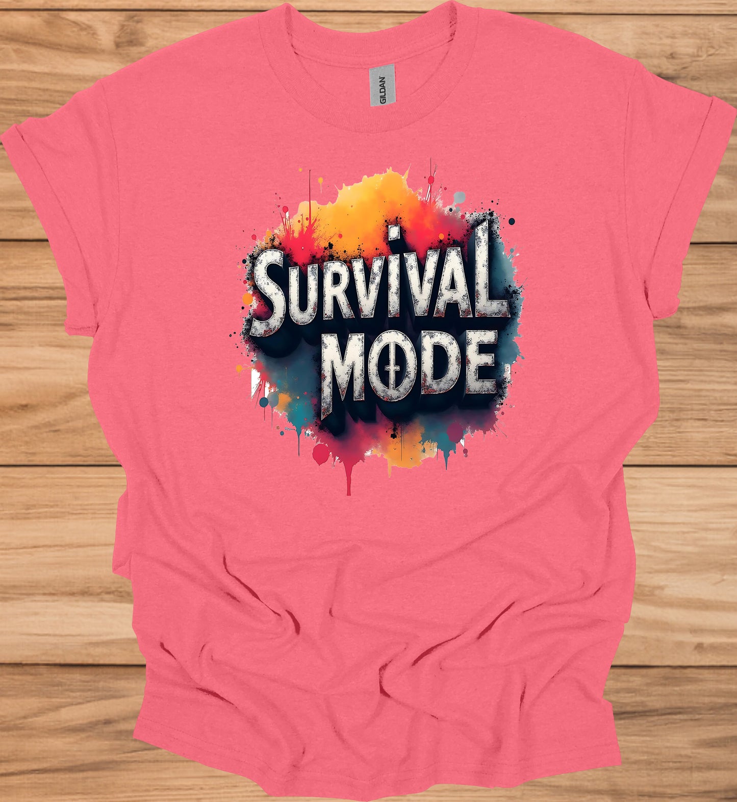Survival Mode: Explosive Typography, Grunge Textures, Motivational Design - Graphic Tee Shirt