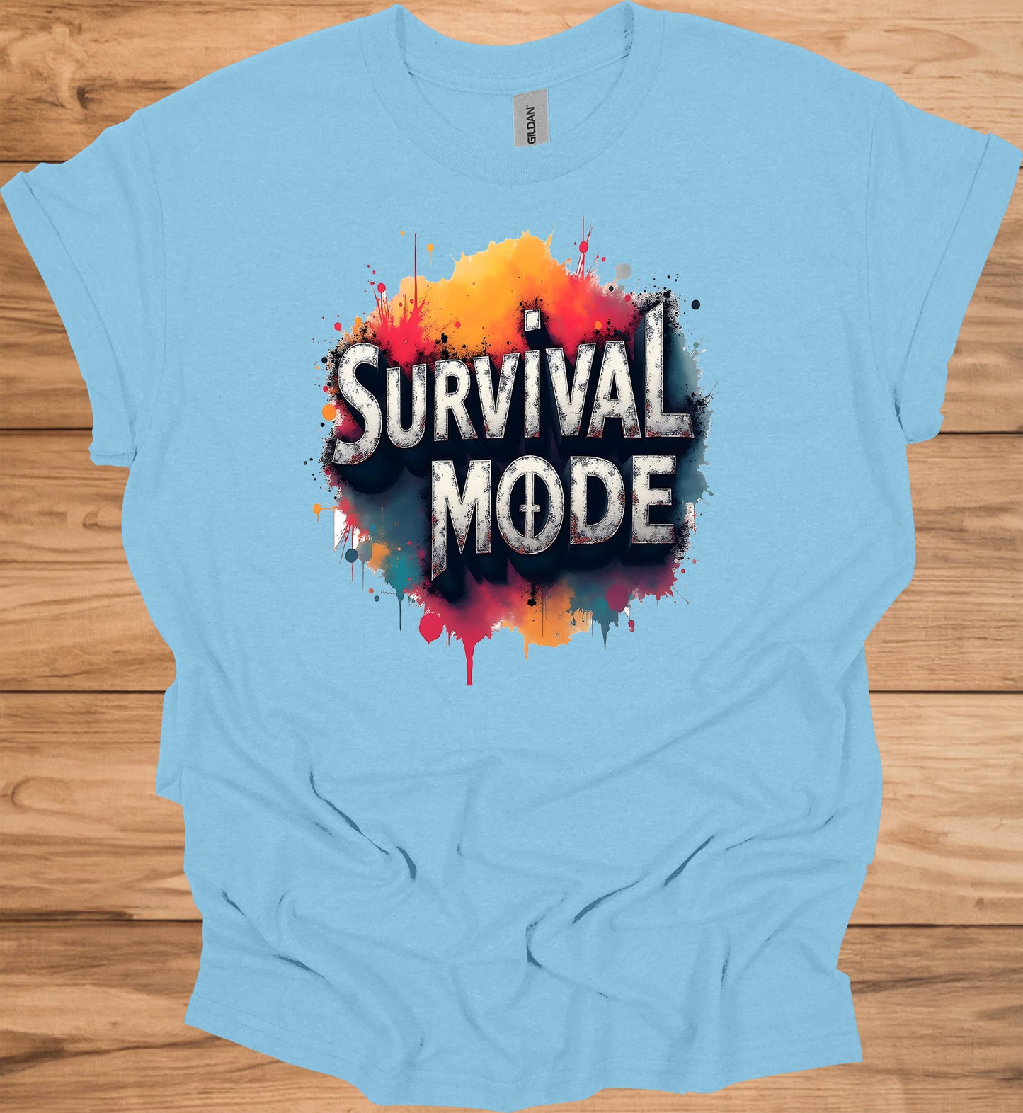 Survival Mode: Explosive Typography, Grunge Textures, Motivational Design - Graphic Tee Shirt