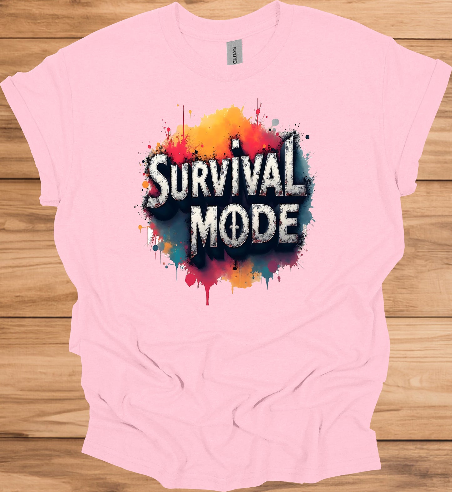Survival Mode: Explosive Typography, Grunge Textures, Motivational Design - Graphic Tee Shirt