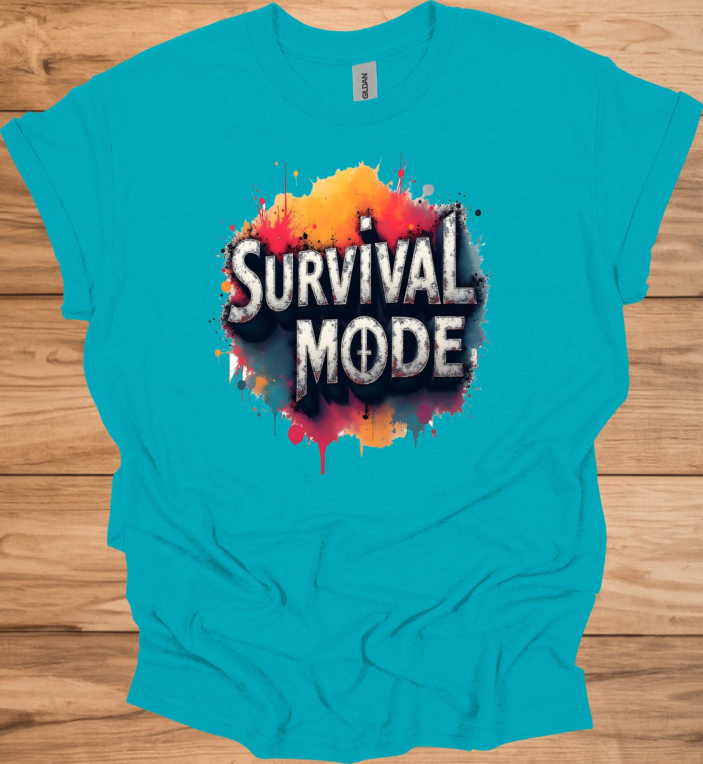 Survival Mode: Explosive Typography, Grunge Textures, Motivational Design - Graphic Tee Shirt