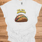 Taco 'Bout Awesome!: Vibrant Mexican Food Illustration, Cartoon Taco Graphic Design, Eye-Catching Menu Display Art - Graphic Tee Shirt