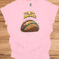 Taco 'Bout Awesome!: Vibrant Mexican Food Illustration, Cartoon Taco Graphic Design, Eye-Catching Menu Display Art - Graphic Tee Shirt