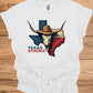 Texas Strong: Lone Star Pride, Longhorn Skull Art, Patriotic Cowboy Heritage - Graphic Tee Shirt