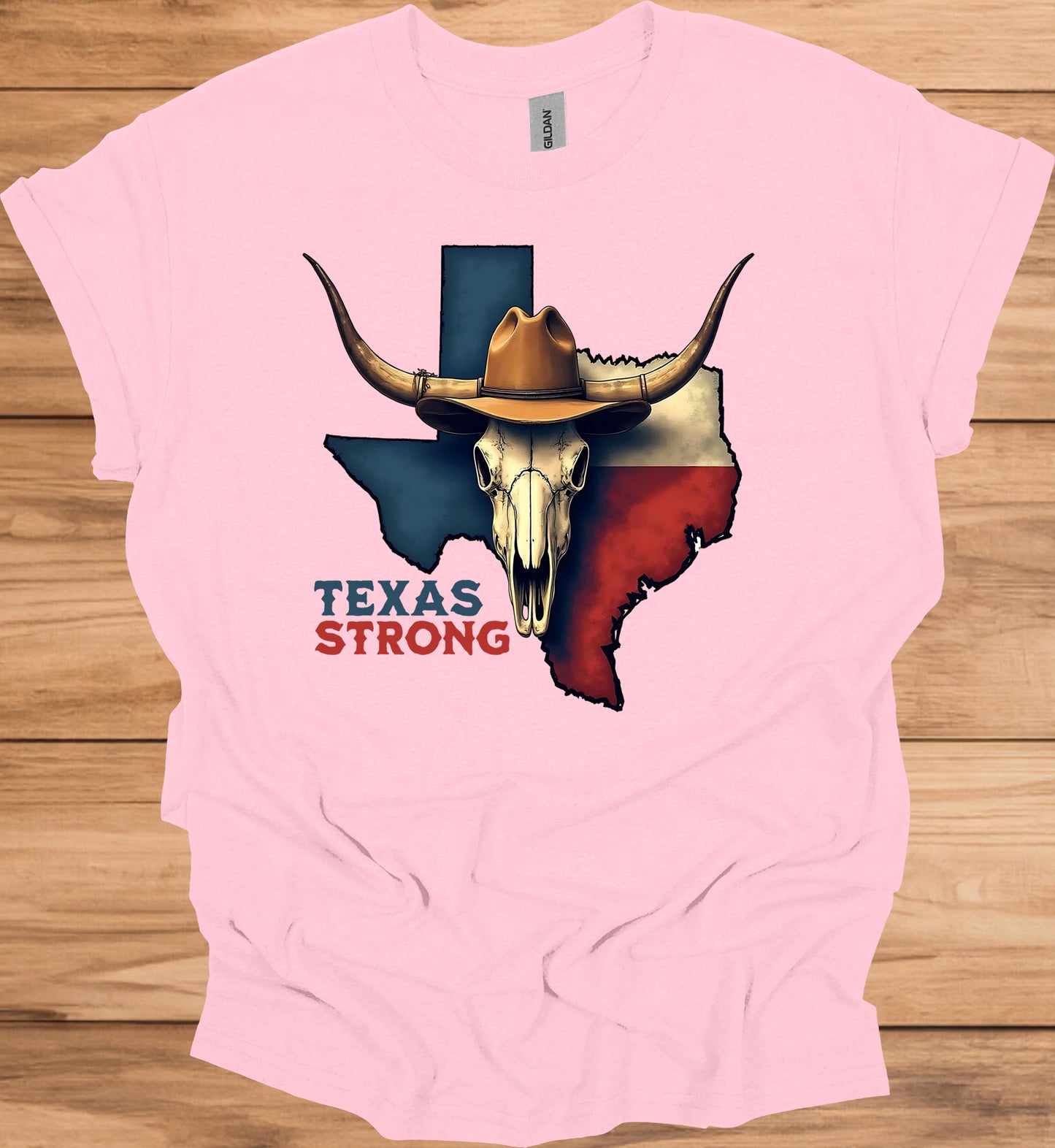 Texas Strong: Lone Star Pride, Longhorn Skull Art, Patriotic Cowboy Heritage - Graphic Tee Shirt