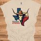 Texas Strong: Lone Star Pride, Longhorn Skull Art, Patriotic Cowboy Heritage - Graphic Tee Shirt