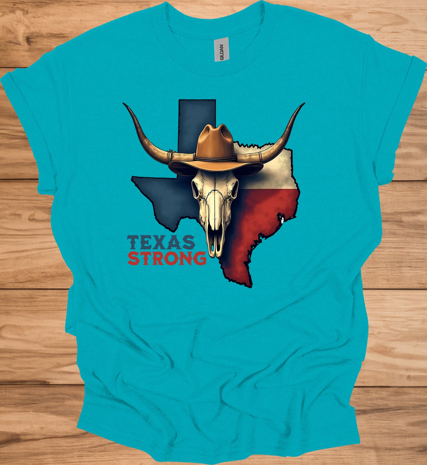 Texas Strong: Lone Star Pride, Longhorn Skull Art, Patriotic Cowboy Heritage - Graphic Tee Shirt