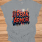 Urban Armor: Graffiti-Inspired Typography, Street Art Aesthetic, Metallic 3D Text Design - Graphic Tee Shirt