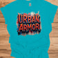 Urban Armor: Graffiti-Inspired Typography, Street Art Aesthetic, Metallic 3D Text Design - Graphic Tee Shirt