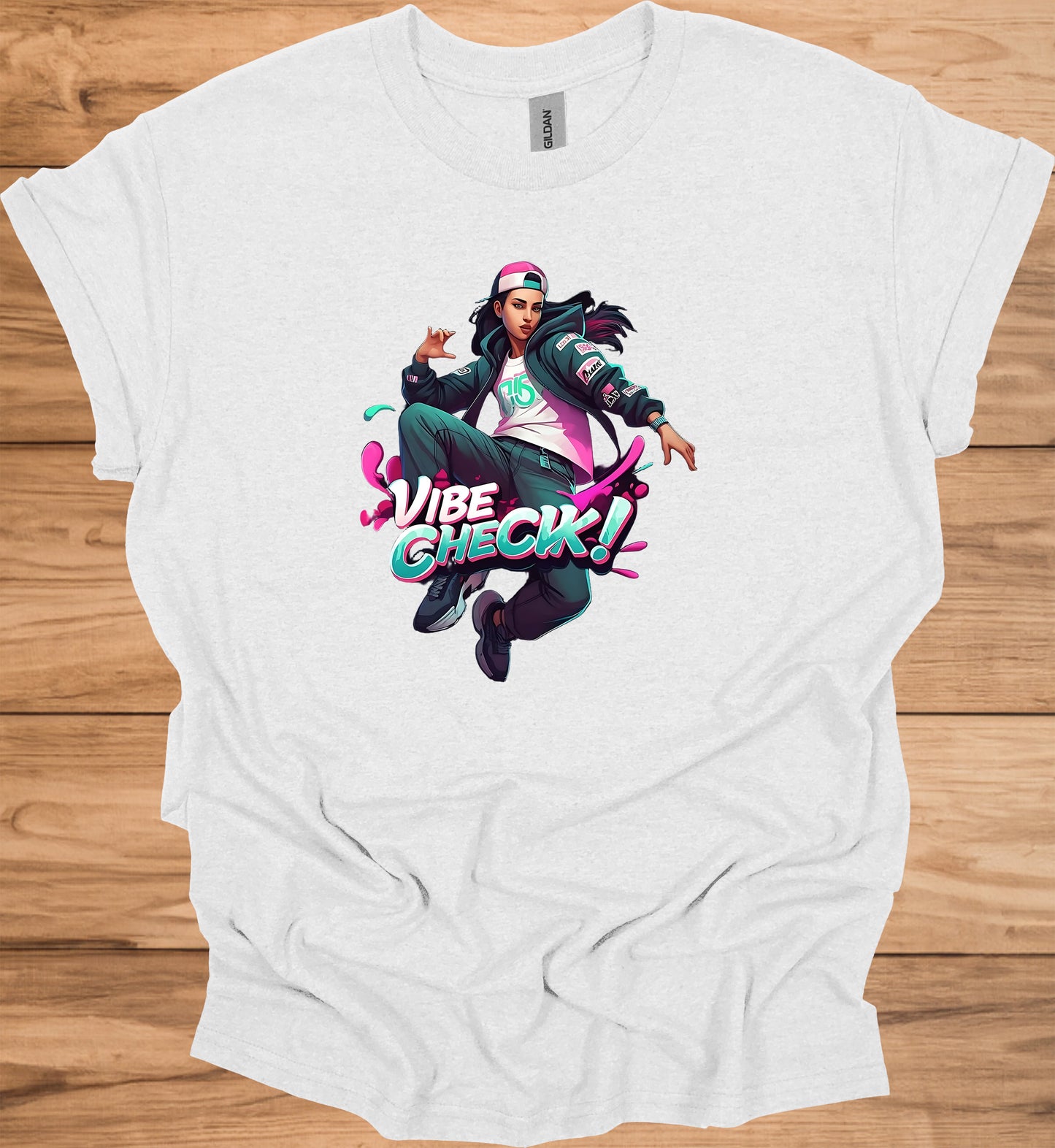 Vibe Check!: Urban Streetwear Illustration, Trendy Digital Art, Youth Culture Artwork - Graphic Tee Shirt