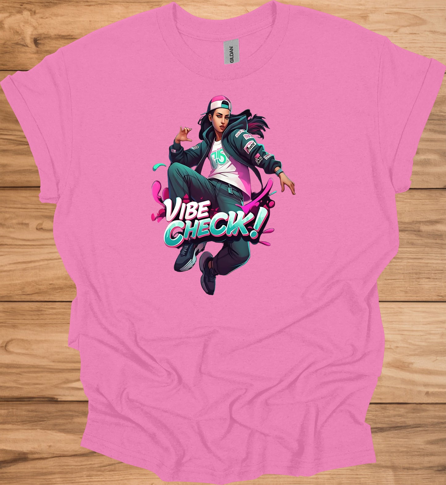 Vibe Check!: Urban Streetwear Illustration, Trendy Digital Art, Youth Culture Artwork - Graphic Tee Shirt